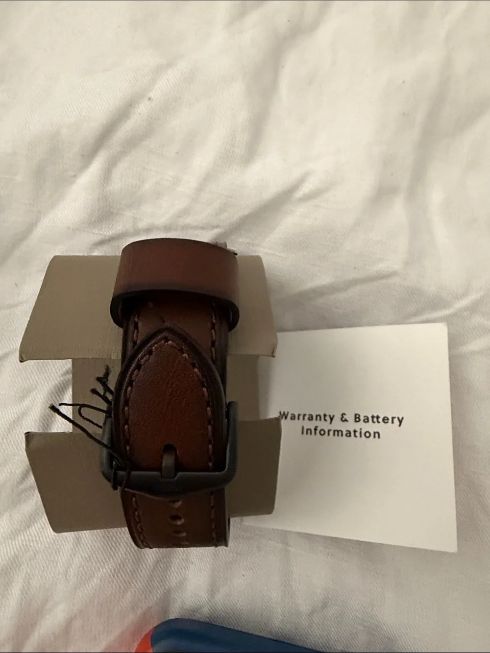 Fossil Black Dial Watch with Brown Leather Strap